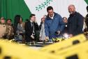O governador Carlos Massa Ratinho Junior e o secretário de Estado da Segurança Pública, Hudson Teixeira, apresentaram nesta sexta-feira (23), no Palácio Iguaçu, as câmeras corporais que serão testadas pela Polícia Militar do Paraná (PMPR).