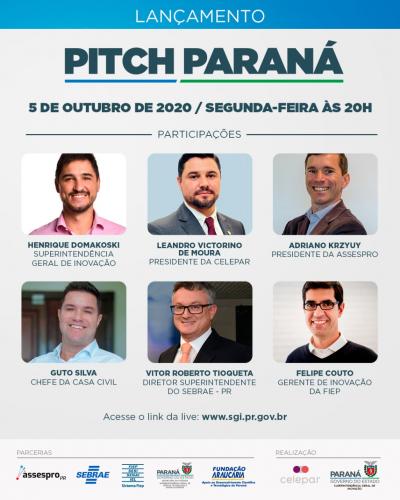 Imagem de lançamento do Pitch Paraná 05/10/2020