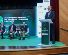 5ª Conferência Regional Sul de Ciência, Tecnologia e Inovação no auditorio da UTFPR em Curitiba nesta quinta-feira (25). Foto: Geraldo Bubniak/AEN
