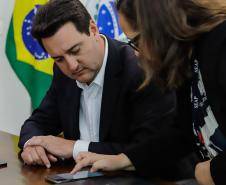 Curitiba, 25 de outubro de 2024 - Apresentação para o governador Carlos Massa Ratinho Junior do aplicativo Sou Paraná Conecta, destinado para servidores estaduais.
