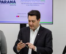 Curitiba, 25 de outubro de 2024 - Apresentação para o governador Carlos Massa Ratinho Junior do aplicativo Sou Paraná Conecta, destinado para servidores estaduais.