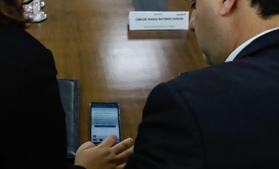 Curitiba, 25 de outubro de 2024 - Apresentação para o governador Carlos Massa Ratinho Junior do aplicativo Sou Paraná Conecta, destinado para servidores estaduais.