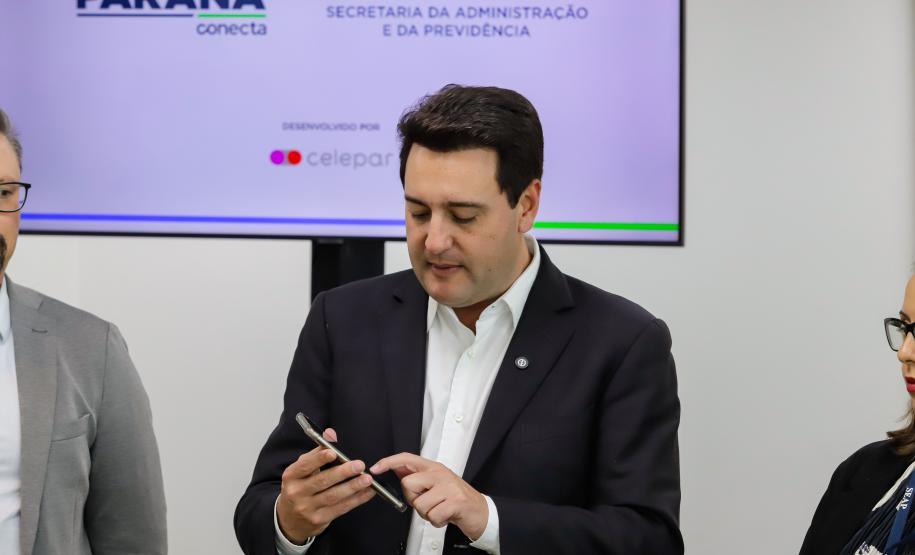 Curitiba, 25 de outubro de 2024 - Apresentação para o governador Carlos Massa Ratinho Junior do aplicativo Sou Paraná Conecta, destinado para servidores estaduais.