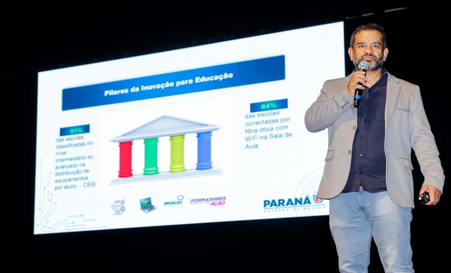 Curitiba, 22 de outubro de 2024 - O governador Carlos Massa Ratinho Junior participa, no Teatro Guaíra, do evento sobre Inteligência Artificial e Sanção da Lei de Aprovação do Plano de IA para o Serviço Público do Paraná.