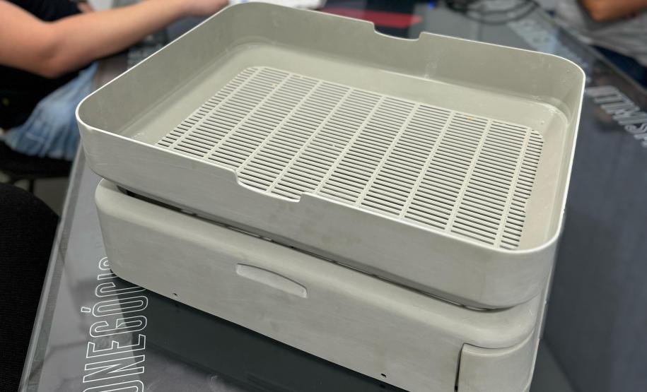 Selecionada no primeiro edital do Paraná Anjo Inovador, a startups Cattus, de Toledo, desenvolveu um banheiro sustentável mais confortável e higiênico para gatos.